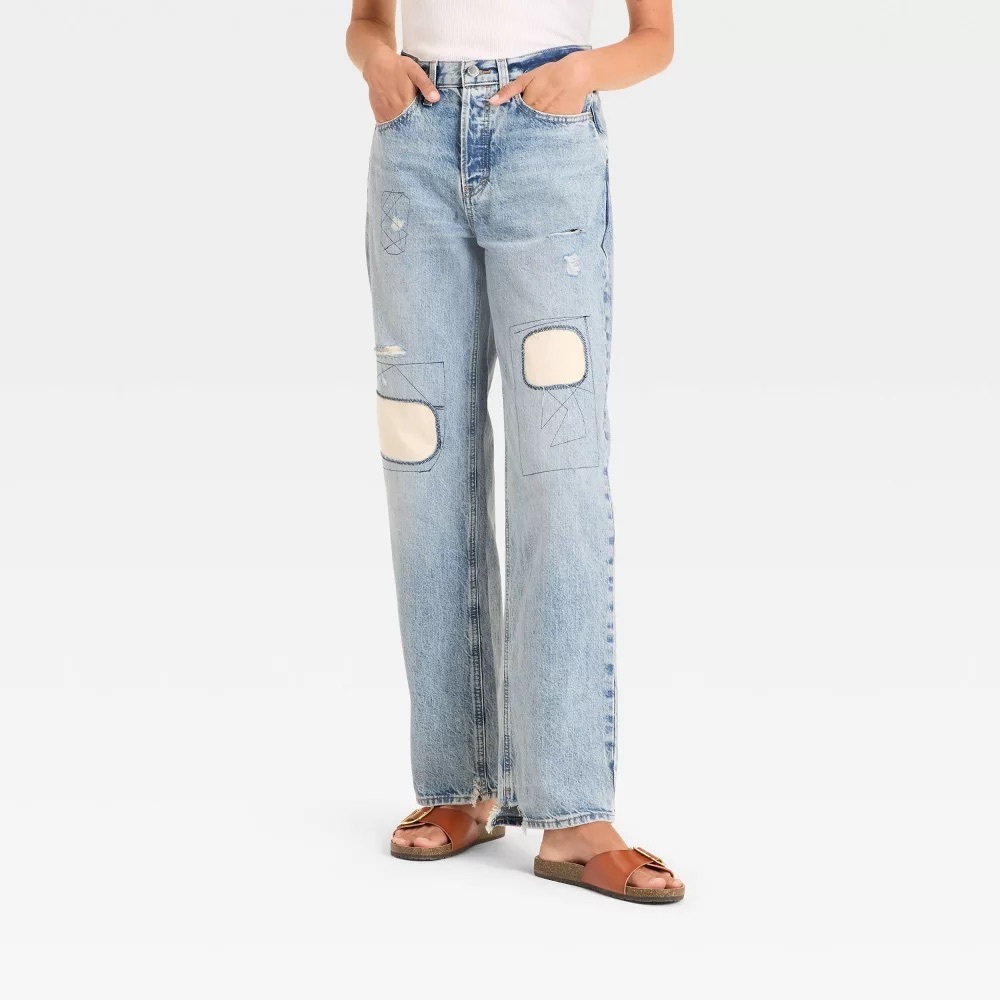 Universal Thread Patchwork Mid Rise Jeans Size 10 Regular